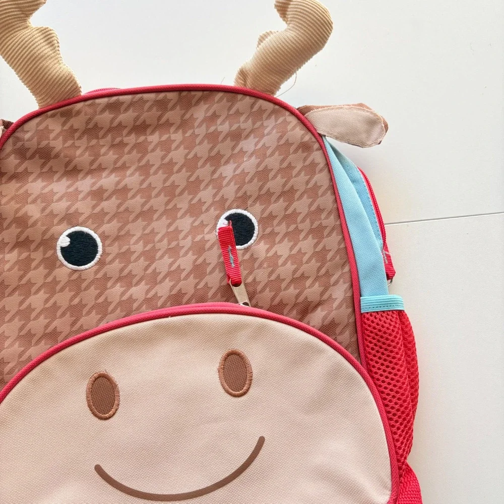 Moose Animal Backpack‎ Kids Small Brown Houndstooth 3D Antlers Preschool